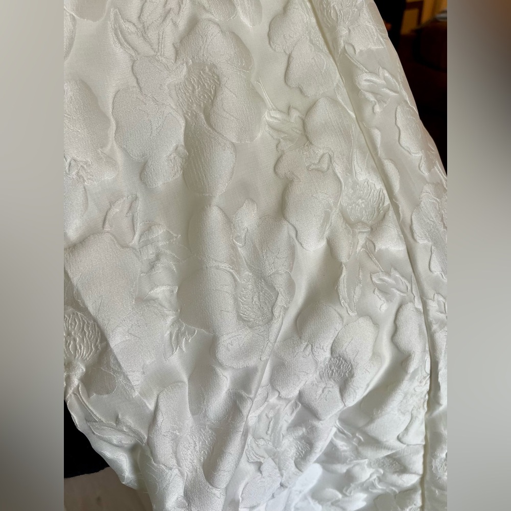 David's Bridal Ivory V-Neck Wedding Gown - Picture 3 of 11